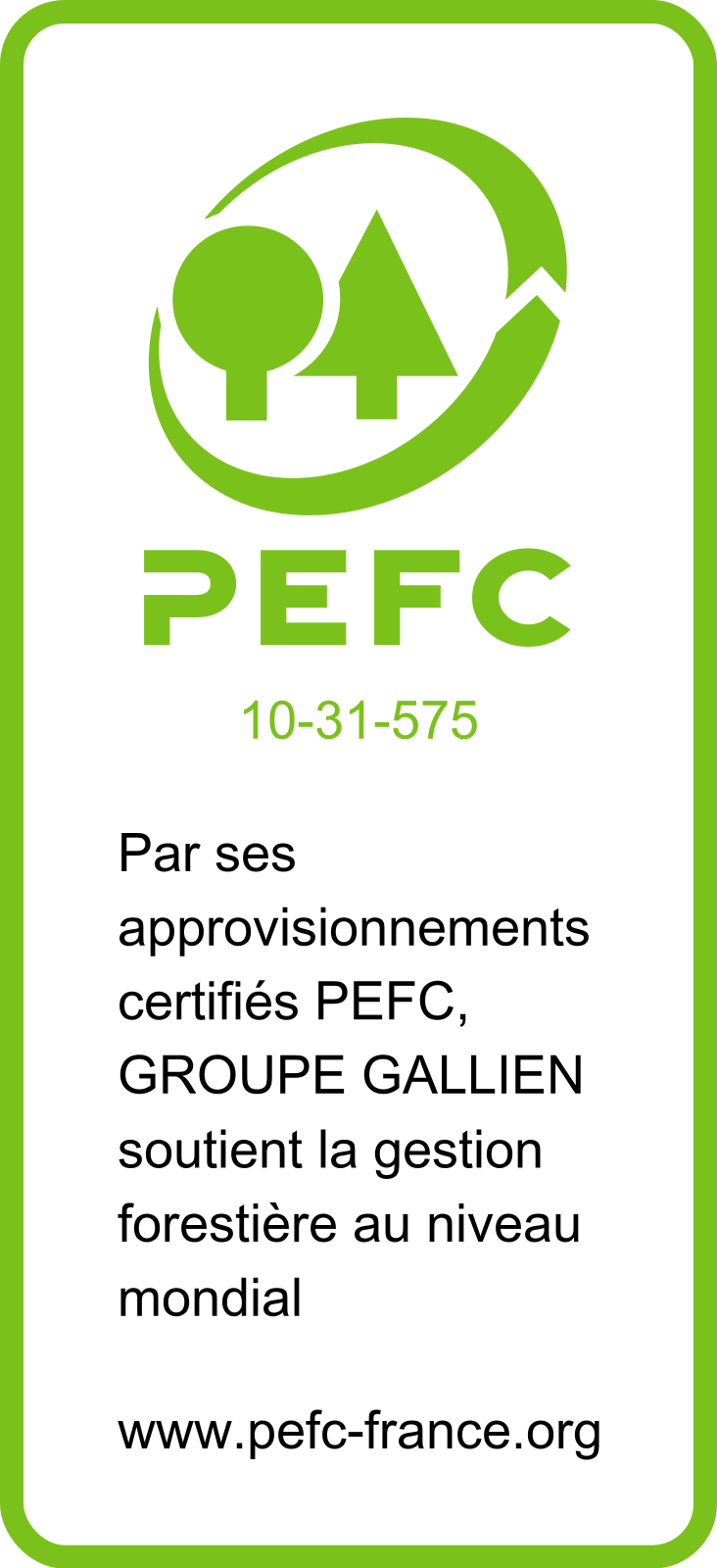 pefc label pefc10 31 575 logo pefc groupe gallien Environnement