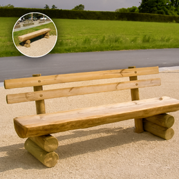 Banc en bois, disponible avec ou sans dossier, conçu pour les aménagements extérieurs urbains