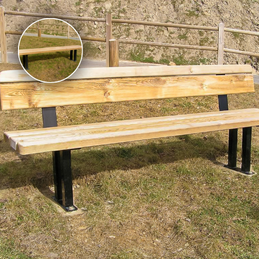 Banc en bois et métal, disponible avec ou sans dossier, conçu pour les aménagements extérieurs