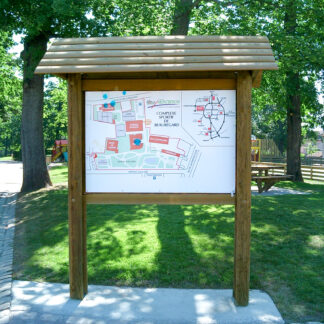 Panneau d'information en bois pin classe 4, pour l’aménagement extérieur des espaces publics