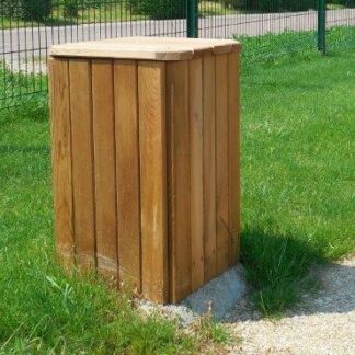 Corbeille ÉCO SCIAGE en bois pour collecte des déchets et aménagement extérieur des espaces publics