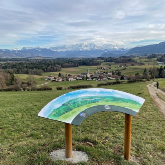 Pupitre d’orientation signalétique en bois pin classe 4 pour aménagement extérieur