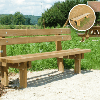 Banc avec dossier en bois pin classe 4 pour l’aménagement extérieur