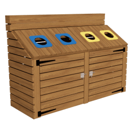 Cache conteneur de tri sélectif en bois pour aménagement extérieur dans les espaces publics