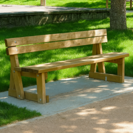 Banc en bois, mobilier urbain adapté aux aménagements extérieurs.