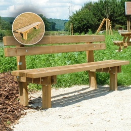 Banc avec dossier en bois pin classe 4 pour l’aménagement extérieur