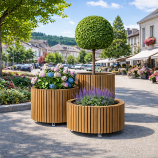 Bac à fleurs LISA en bois pour aménagement extérieur dans les espaces publics
