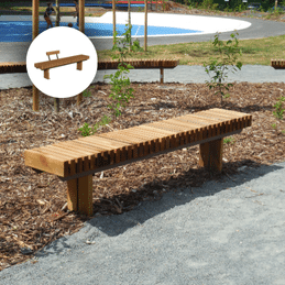 Banc en bois, conçu pour offrir un mobilier urbain élégant et confortable dans les espaces extérieurs.