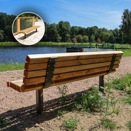 Banc en bois avec dossier pour aménagement extérieur dans les espaces publics