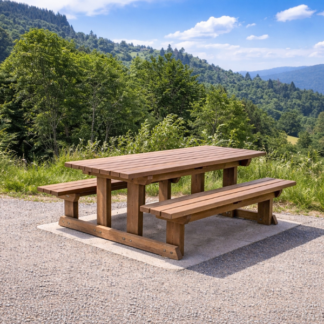 Table-bancs détente en bois pour aménagement extérieur et espaces de repos publics