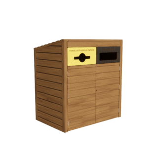 Abri double de tri sélectif en bois pour aménagement extérieur dans les espaces publics