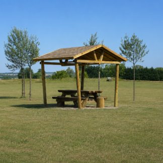 Abri en bois pour table-bancs dans les espaces publics – aménagement extérieur pour collectivités